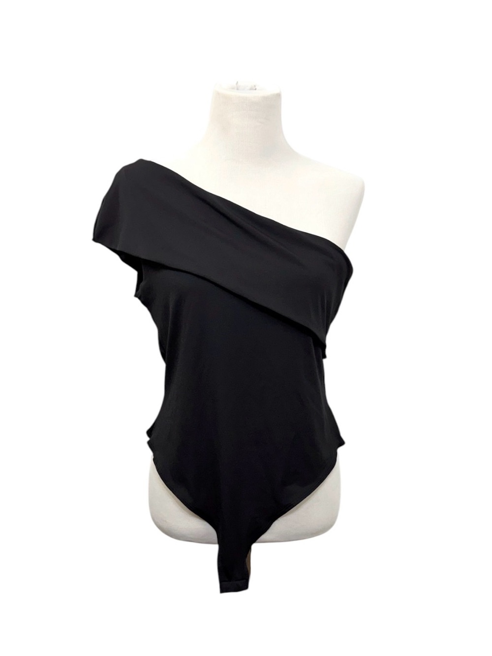 H&M Black One Shoulder Bodysuit Asymmetric Size Large